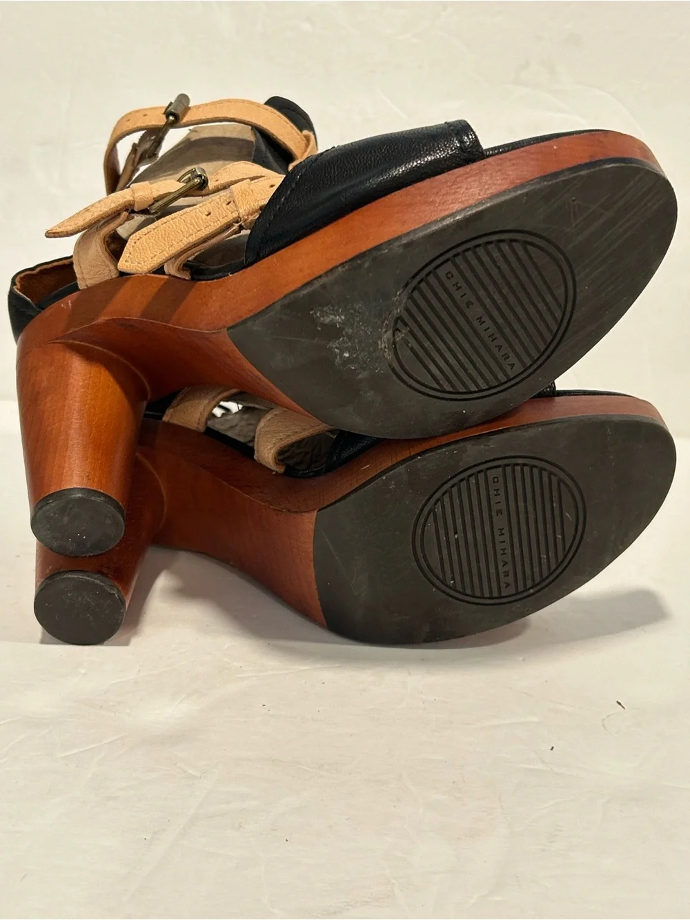 Chie Mihara Strappy Wooden Block Cone Heel Platform leather sandals EU 41|US11 - Picture 7 of 11